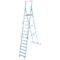 Aluminium trapladder, met groot platform, met veiligheidsbeugel en ketting, 14 treden