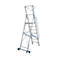 Aluminium trapladder, met groot platform, met veiligheidsbeugel en ketting, 7 treden