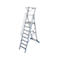 Aluminium trapladder, met groot platform, met veiligheidsbeugel en ketting, 8 treden
