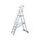Aluminium trapladder, met groot platform, met veiligheidsbeugel en ketting, 8 treden
