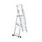 Aluminium trapladder, met groot platform, met veiligheidsbeugel en ketting, 8 treden