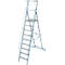 Aluminium trapladder, met groot platform, met veiligheidsbeugel en ketting, 9 treden