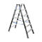 Silver free-standing ladder. Blue safety straps, blue feet, KRAUSE lettering.