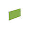 Rectangular green office partition with silver frame, against a white background.