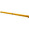 Geel rechthoekig object met donkere schroeven. Het object is in twee delen verdeeld.