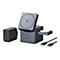 Anker 3-in-1 Ladestation in Grau mit Netzteil und USB-C-Kabel vor weißem Hintergrund.