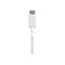 Nahaufnahme eines weißen Anker USB-C Steckers mit geflochtenem Kabel vor weißem Hintergrund.