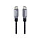 Zwei USB-C-Stecker von Anker Prime mit geflochtenem, schwarz-grauem Kabel vor weißem Hintergrund.