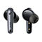Zwei schwarze Soundcore In-Ear-Kopfhörer vor weißem Hintergrund, einer von vorn, einer von der Seite.