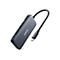 Dunkelgrauer Anker USB-C-Hub mit HDMI-Anschluss und SD-Kartenslots vor weißem Hintergrund.