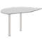 Ansatztisch links BARI, 2 Stützfuße, Form B, Bogen, B 1050 x T 1260 x H 680-820 mm, hellgrau