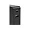 Nahaufnahme einer schwarzen Powerbank mit USB-C PD und USB-A Anschluss.