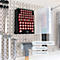 Tool wall with batteries, tools, and text: wall mounting possible, space-saving, protective function.