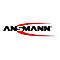 Das Firmenlogo von Ansmann mit schwarzem Schriftzug und rotem geschwungenem Element.