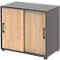 Anstellschrank TEMPIO, aus Holz, 2 Schiebetüren, 2 OH, B 800 x T 430 x H 740 mm, anthrazit/Hickory Eiche