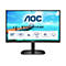 AOC Monitor 22 Zoll mit blauem Strandhintergrund und technischer Übersicht auf dem Display.