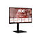 Ein schwarzer AOC-Monitor mit weißem Text: „Professional Monitor 23,8 Zoll FHD 120 Hz“. Im Hintergrund sind lächelnde Menschen zu sehen.