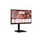 Schwarzer AOC-Monitor mit Details wie 23,8 Zoll, Full HD, 120 Hz, verstellbarem Ständer, Blaulichtfilter und 5 Jahren Garantie. Im Hintergrund sind Menschen bei der Arbeit zu sehen.