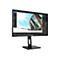 Schwarzer AOC Computermonitor mit schmalem Rahmen und Standfuß zeigt 3D-Software-Oberfläche vor weißem Hintergrund.