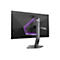 Rückseite eines schwarzen Agon Gaming-Monitors mit kantigem Design, lila Lichtakzent und stabilem Standfuß.