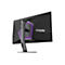 Rückansicht eines schwarzen Agon Gaming-Monitors mit violettem Lichtring auf einem stabilen Standfuß.