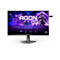 Ein schwarzer AGON PRO Gaming Monitor mit Spieleanzeige. Darunter technische Spezifikationen und Logos.