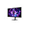 Gaming-Monitor mit schmalem Rahmen, grauem Standfuß und einem farbenprächtigen, futuristischen Spielgrafik-Display.