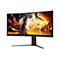 AOC Ultrawide-Gaming-Monitor mit schlankem Rahmen und farbenfroher Fantasy-Spielszene auf dem Display.
