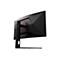 Rückansicht eines schwarzen AOC Gaming-Monitors mit rotem Ringdetail und Standfuß vor weißem Hintergrund.
