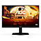 Schwarzer AOC Gaming Monitor mit orangefarbenem Logo. Technische Daten sind auf dem Bildschirm angezeigt: 23,8 Zoll, 1920x1080, 180Hz.
