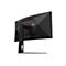 Rückseite eines schwarzen AOC Gaming-Monitors mit kantigem Design, rotem Ring und Standfuß vor weißem Hintergrund.