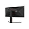 Rückansicht eines schwarzen AOC Gaming-Monitors mit kantigem Design, rotem Ring und schlankem Standfuß.