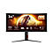 Der Gaming-Monitor ist schwarz und hat einen gebogenen Bildschirm mit der Aufschrift "34". Das AOC Gaming-Logo ist rechts oben zu sehen.