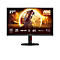 Schwarzer AOC Gaming Monitor mit rotem Akzent, 27 Zoll Bildschirm, Bild eines Kriegers im Hintergrund. Weitere Spezifikationen sind auf dem Bildschirm angezeigt.