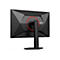 Ein schwarzer Monitor von hinten mit rotem Kreisausschnitt, der die Halterung des Ständers umrahmt. Der Monitor trägt das Logo "AOC GAMING".