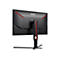 Rückseite eines schwarzen AOC Gaming-Monitors mit roten Akzenten und markantem Standfuß auf weißem Hintergrund.