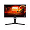 AOC Gaming Monitor mit 24,5 Zoll Display, zeigt Kampfszenen und technische Spezifikationen auf dem Bildschirm.