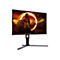 Gaming-Monitor von AOC mit einem Fantasy-Motiv auf dem Display, vor einem weißen Hintergrund.