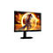 Schwarzer AOC Gaming-Monitor auf einem Standfuß mit einem leuchtenden Fantasy-Kampfszenario als Display-Inhalt.