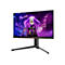 Gaming-Monitor mit schlankem Standfuß, zeigt eine violette Fantasy-Spielszene.