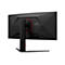 Rückseite eines schwarzen AOC Gaming-Monitors mit kantigem Design und rotem Akzent am Standfuß.