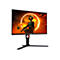 Ein AOC-Gaming-Monitor mit rotem und schwarzem Design. Auf dem Bildschirm ist ein Action-Spiel-Artwork zu sehen.
