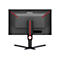 Rückseite eines schwarzen AOC-Monitors, rote Akzente. Anschlüsse: HDMI, DP. Unten ein Standfuß.