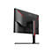 Rückansicht eines schwarzen AOC Gaming-Monitors mit roten Akzenten auf einem Standfuß vor weißem Hintergrund.