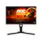 AOC Gaming Monitor 27 Zoll mit schwarzem Standfuß, Gaming-Grafik auf dem Display und technischen Produktdaten.