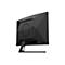 Rückseite eines schwarzen AOC Gaming-Monitors mit kantigem Design auf einem Standfuß vor weißem Hintergrund.
