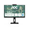 AOC 24 Zoll Home-Office-Monitor mit Standfuß und Webkamera, Anzeige technischer Spezifikationen auf dem Display.