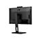 Schwarzer AOC Monitor, Rückseite. Der Monitor steht auf einem schwarzen Standfuß und hat diverse Anschlüsse.