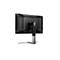 Rückansicht eines schwarzen AOC-Monitors mit silberfarbenem Standfuß, der vor einem weißen Hintergrund steht. Oben steht das AOC-Logo.