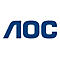AOC Logo, blau, Schriftzug auf weißem Hintergrund.